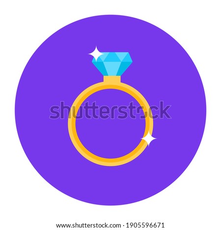 
Wedding proposal jewelry, flat icon of engagement ring 