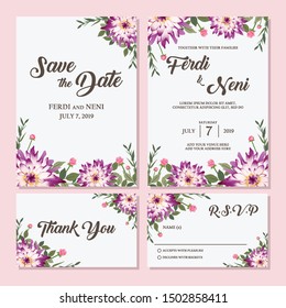 Wedding Purple invitation card Premium Vector Set