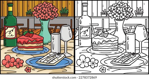 Wedding Reception Coloring Page Illustration