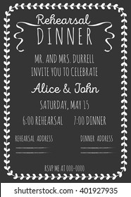 Wedding Rehearsal dinner invitation template. Hand-drawn graphics.