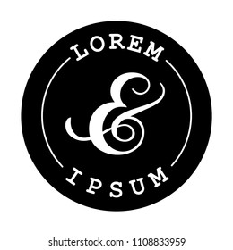 wedding related hipster logo template. circular shape with calligraphic AND symbol in the middle 