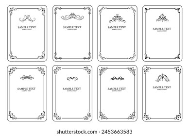 Wedding and restaurant menu. Set of Decorative vintage frames and borders set. Vector design.