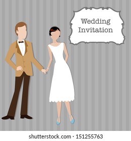 wedding retro  invitation card template vector/illustration 