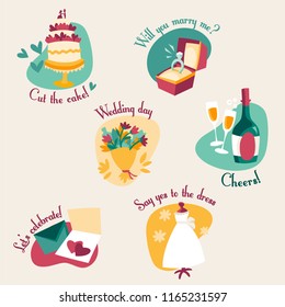 Wedding retro labels and badges
