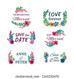 Wedding retro labels and badges