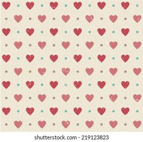 wedding retro seamless hearts vector pattern on paper