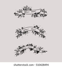 Wedding ribbons. floral elements