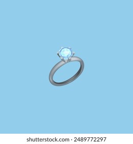 Anillo de Boda 3d icono realista sobre fondo azul. Vector