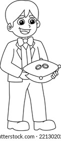 Wedding Ring Bearer Isolated Coloring Page 