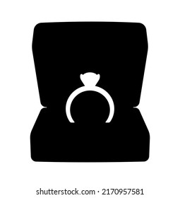 Wedding Ring Box, coffer Mariage gift greeting present Silhouette Vector Illustration.