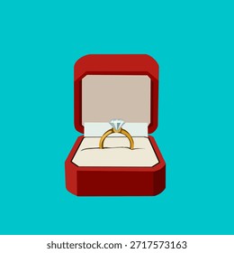 Caja de anillo de Boda en estilo pastel plano para el momento de compromiso. Ideal para propuestas, invitaciones, marca de bodas y Elementos de diseño románticos.