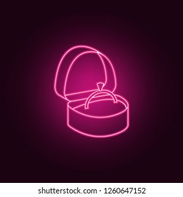 wedding ring in a box icon. Elements of Valentine in neon style icons. Simple icon for websites, web design, mobile app, info graphics