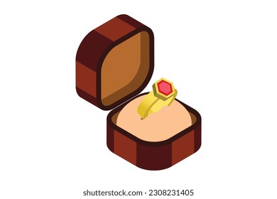 The wedding ring box icon illustration represents a charming and significant symbol of love and commitment.
