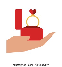 wedding ring box on hand symbol