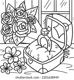 Wedding Ring Coloring Page for Kids