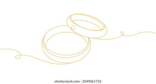 Icono de línea continua de anillo de Boda, dibujo de línea continua de anillo de Boda con Formas de color, dos anillos de boda en un dibujo de línea continua. Amor y concepto romántico y compromiso de propuesta de símbolos