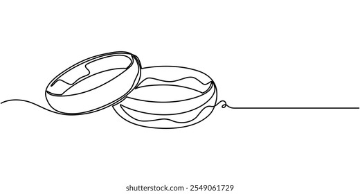 Icono de línea continua de anillo de Boda, dibujo de línea continua de anillo de Boda con Formas de color, dos anillos de boda en un dibujo de línea continua. Amor y concepto romántico y compromiso de propuesta de símbolos