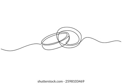 Wedding Ring Continuous Line Icon, Wedding Ring continuous line drawing with color shapes, Wedding ring continuous one line drawing. Isolated on white background vector illustration.