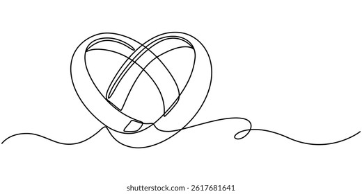 Wedding Ring Continuous Line Icon, Wedding ring line art vector illustration, Wedding Ring Web Banner with Continuous Line Icon, Wedding Ring continuous line drawing with color shapes.