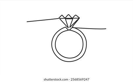 wedding ring continuous one line drawing