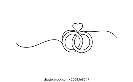 wedding ring continuous one line drawing