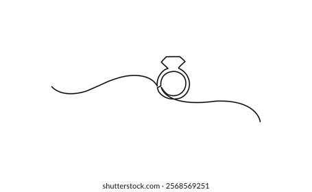 wedding ring continuous one line drawing