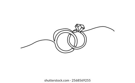 wedding ring continuous one line drawing