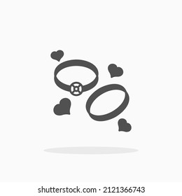 Wedding ring couple glyph icon. Can be used for digital product, presentation, print design and more.