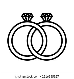 Wedding Ring, Couple Ring Icon Logo Design Vector Template Illustration Sign And Symbol