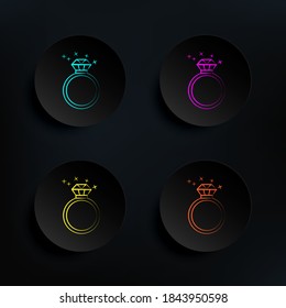 Icono de juego de colores de la placa oscura del anillo de bodas. Línea delgada simple, contorno vector de iconos de bodas para ui y ux, sitio web o aplicación móvil