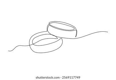 Wedding Ring, Diamond Ring Continuous Line, Wedding rings one line art drawing. Continuous hand drawn romantic. Engagement ring symbol of couple in love.