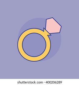 Wedding ring. Diamond engagement. Vector illustration