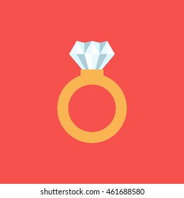 Wedding ring. Diamond engagement. Vector illustration