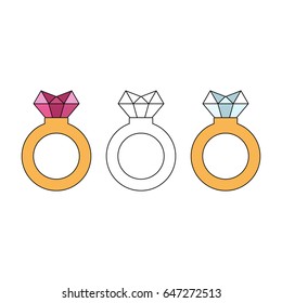 Wedding ring. Diamond engagement. Vector illustration