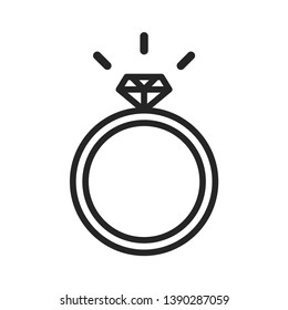 Wedding ring with diamond icon