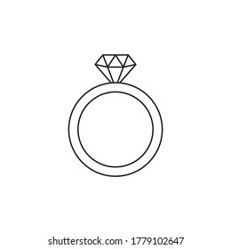 Anillo de bodas con vector de icono de diamante