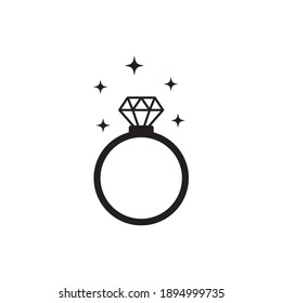 Wedding Ring With Diamond icon vector