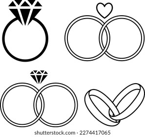 Wedding Ring With Diamond icon vector