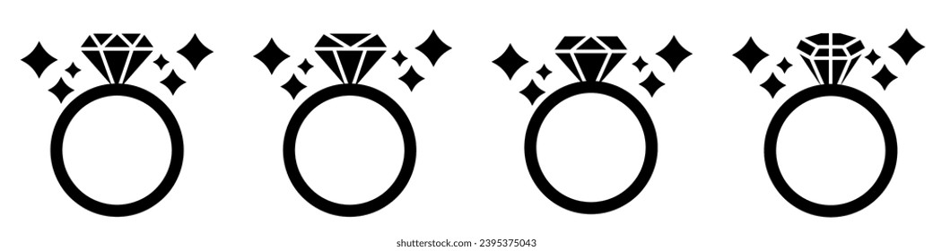 Anillo de boda con vector de icono de diamante. Ilustración vectorial. Gráfico vectorial. EPS 10