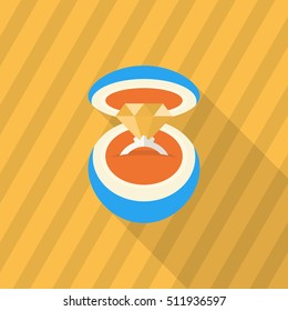 Wedding Ring with Diamond icon, Vector flat long shadow design.Fall in love