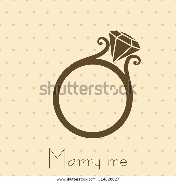 Wedding Ring Diamond Silhouette On Background Stock Vector (Royalty