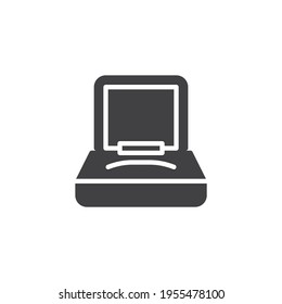 Wedding ring with diamond vector icon. filled flat sign for mobile concept and web design. Wedding ring box glyph icon. Symbol, logo illustration. Vector graphics