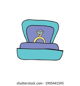 Icono de garabato del anillo de bodas. Ilustración dibujada a mano.