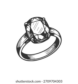Hochzeitsring gezeichnet Symbol. Handgezeichnete Skizze von Schmuck.