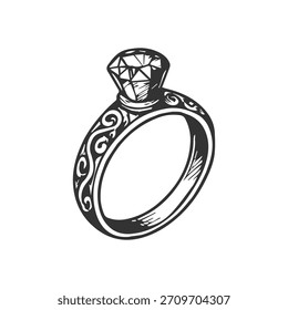 Hochzeitsring gezeichnet Symbol. Handgezeichnete Skizze von Schmuck.