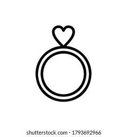 Anillo de bodas, Vector del logotipo del icono del anillo de compromiso aislado. Juego de iconos de amor y boda. Stroke editable y Pixel Perfect.