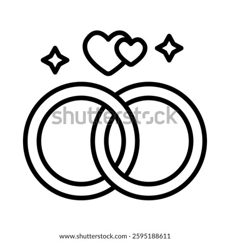 Wedding Ring Exchange Vector Line Icon Design