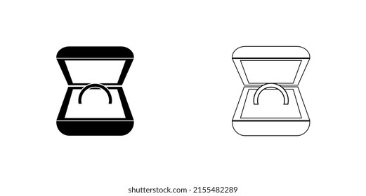 Wedding ring in gift box icon. Sign of a marriage proposal. Vector illustration flat design.	