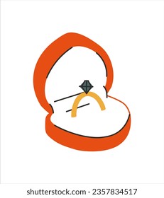 Wedding ring in gift box. Vector illustration.