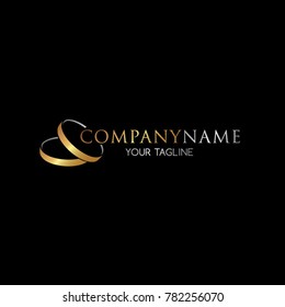 Wedding ring gold logo icon template